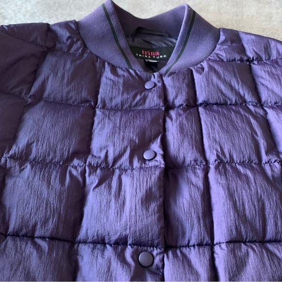 Trina by Trina Turk purple down lined bomber jacket - Picture 16 of 16